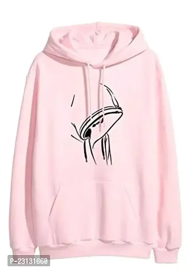 Men's Full Sleeves Shadow Printed Hooded Sweatshirt (Pink)-thumb0