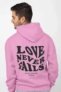 Men's Full Sleeves Love Never Fails Printed Hooded Sweatshirt (Pink)-thumb1