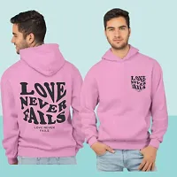 Men's Full Sleeves Love Never Fails Printed Hooded Sweatshirt (Pink)-thumb2