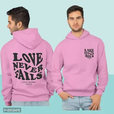 Men's Full Sleeves Love Never Fails Printed Hooded Sweatshirt (Pink)-thumb3