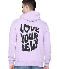 Men's Full Sleeves Love Your Self Printed Hooded Sweatshirt (Purple)-thumb1