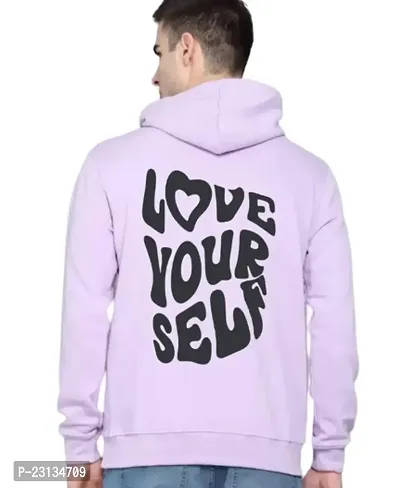 Men's Full Sleeves Love Your Self Printed Hooded Sweatshirt (Purple)-thumb2