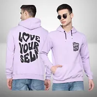 Men's Full Sleeves Love Your Self Printed Hooded Sweatshirt (Purple)-thumb2