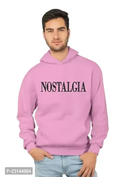 Men's Full Sleeves Nostalgia Printed Hooded Sweatshirt (Pink)-thumb0