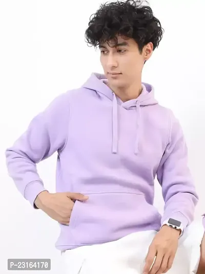 Men's Full Sleeves Solid Hooded Sweatshirt (Purple)-thumb0