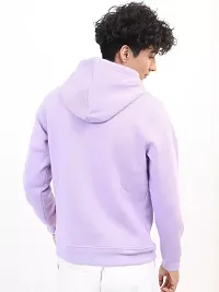 Men's Full Sleeves Solid Hooded Sweatshirt (Purple)-thumb1