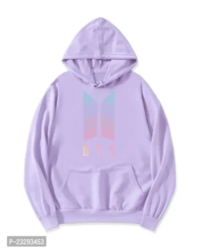 Womens Full Sleeves BTS Printed Hooded Sweatshirt (Purple)