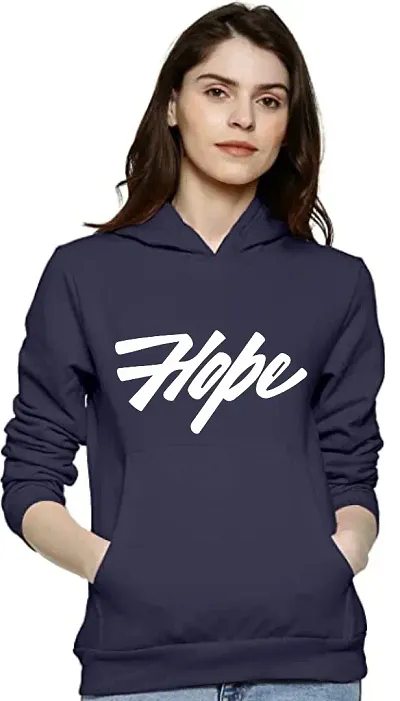 Womens Full Sleeves Hope Hooded Sweatshirt (Blue)