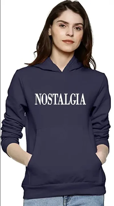 Womens Full Sleeves Nostalgia Hooded Sweatshirt (Blue)