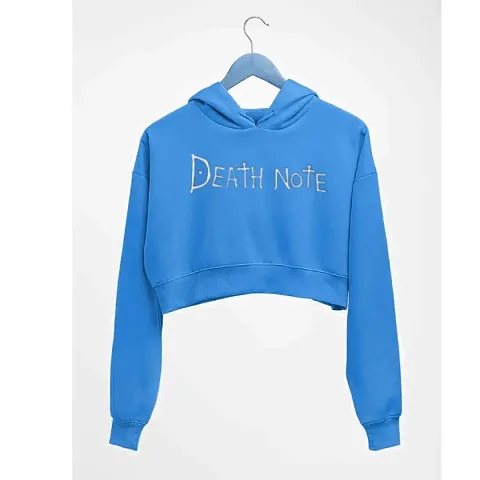 Women DEATH NOTE Crop Hoodie Sweatshirt (Teal Blue)