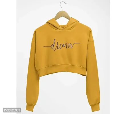 Womens Full Sleeves Dream Printed Crop Hoodie