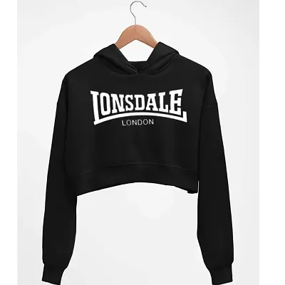 Buy Womens Full Sleeves Lonsdale Printed Crop Hoodie - Lowest price in  India