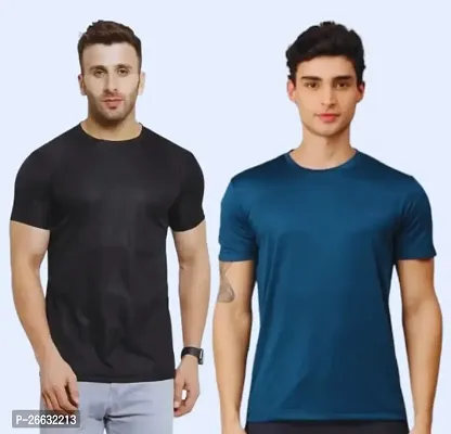 Mens Round Neck Half Sleeve Casual Dry Fit T-Shirts Combo (Pack of 2)-thumb0