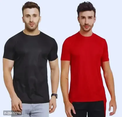 Mens Round Neck Half Sleeve Casual Dry Fit T-Shirts Combo (Pack of 2)-thumb0