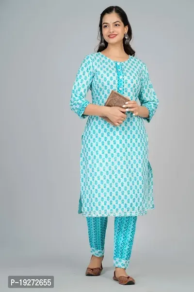 Cotton Printed Kurti Bottom Set For Women