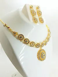 Traditional German Silver Kundan Necklace Set for Women-thumb1