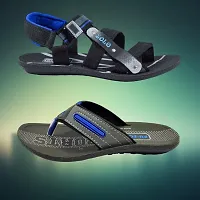 Stylish P.V.C Textured Comfort Sandal And Slipper Combo For Men-thumb1