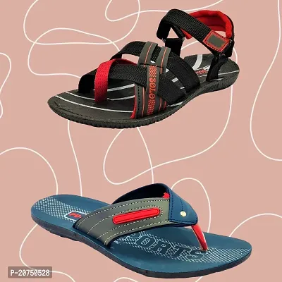 Stylish Blue P.V.C Textured Comfort Sandals For Men