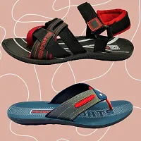 Stylish Blue P.V.C Textured Comfort Sandals For Men-thumb1