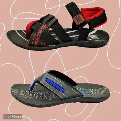 Stylish Blue P.V.C Textured Comfort Sandals For Men-thumb2