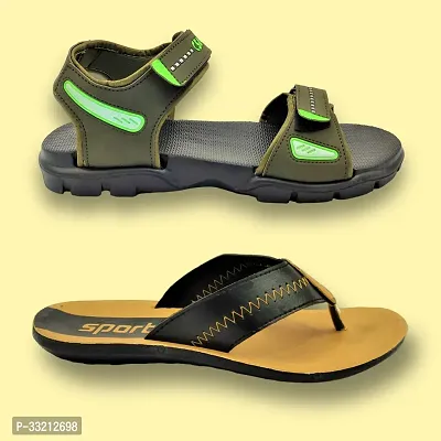 Stylish EVA Textured Comfort Sandals And Slipper Combo For Men-thumb2