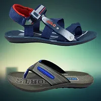 Stylish P.V.C Textured Comfort Sandal And Slipper Combo For Men-thumb1