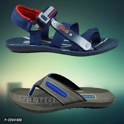 Stylish P.V.C Textured Comfort Sandal And Slipper Combo For Men-thumb2