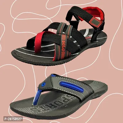 Stylish Blue P.V.C Textured Comfort Sandals For Men-thumb0