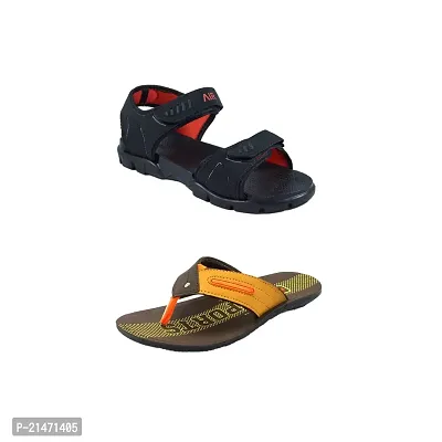 Stylish EVA And P.V.C Textured Comfort Sandals And Slipper Combo For Men