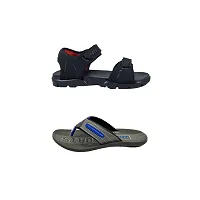 Stylish EVA And P.V.C Textured Comfort Sandals And Slipper Combo For Men-thumb1