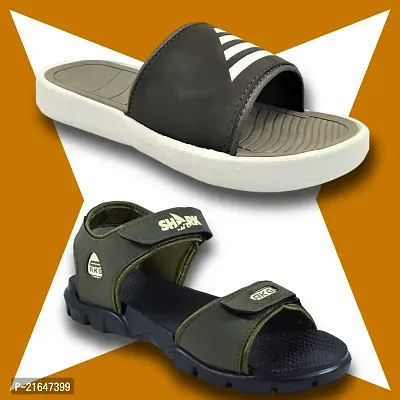 Stylish EVA Textured Comfort Sandal And Slipper Combo For Men-thumb0