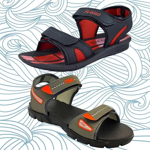 Stylish P.V.C And Eva Textured Comfort Sandal And Slipper Combo For Men