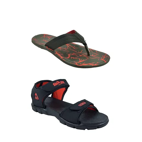 Stylish PVC And EVA Textured Comfort Slipper And Sandal Combo For Men