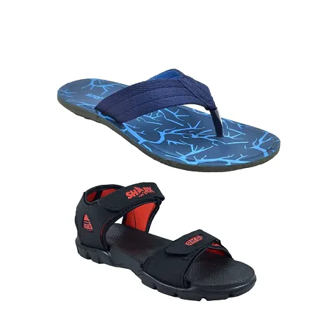 Stylish PVC And EVA Textured Comfort Slipper And Sandal Combo For Men