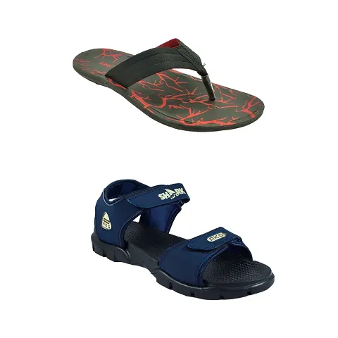 Stylish PVC And EVA Textured Comfort Slipper And Sandal Combo For Men