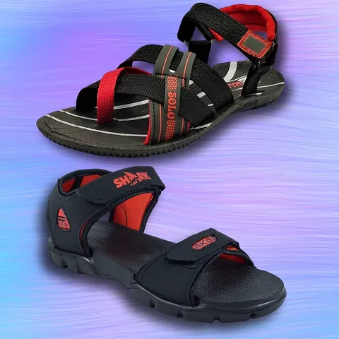 Stylish P.V.C And Eva Textured Comfort Sandal combo For Men