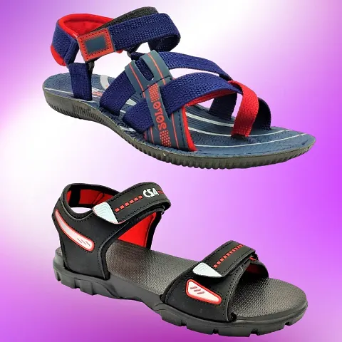 Stylish P.V.C And Eva Textured Comfort Sandal combo For Men