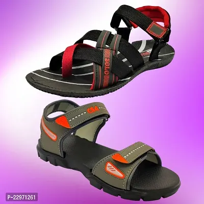 Stylish P.V.C And Eva Textured Comfort Sandal combo For Men-thumb0