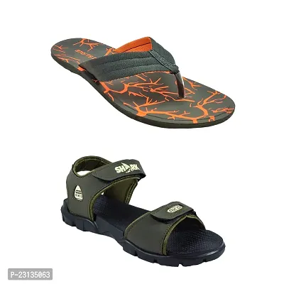 Stylish P.V.C And EVA Textured Comfort Slipper And Sandal Combo For Men