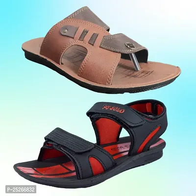 Stylish P.V.C Textured Comfort SLIPPER AND SANDAL COMBO For Men