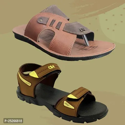 Stylish P.V.C AND EVA Textured Comfort SLIPPER AND SANDAL COMBO For Men