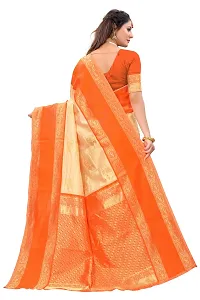 Stylish Orange Silk Blend Saree With Blouse Piece For Women-thumb2