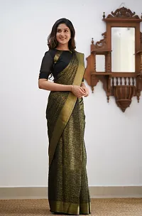 Stylish Black Silk Blend Saree With Blouse Piece For Women-thumb2