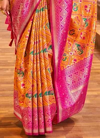 Stylish Orange Silk Blend Saree With Blouse Piece For Women-thumb2