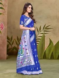 Stylish Blue Silk Blend Saree With Blouse Piece For Women-thumb2