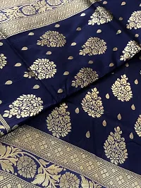 Stylish Blue Silk Blend Saree With Blouse Piece For Women-thumb2