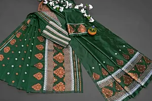 Stylish Green Silk Blend Saree With Blouse Piece For Women-thumb2