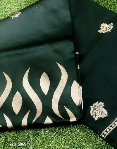 Stylish Green Silk Blend Saree With Blouse Piece For Women-thumb3