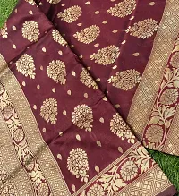 Stylish Maroon Silk Blend Saree With Blouse Piece For Women-thumb2