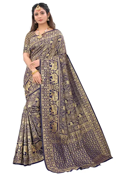 Best Selling Silk Blend Saree with Blouse piece 